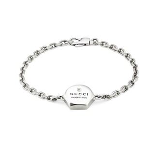Gucci Trademark Thin Sterling Silver Link Bracelet, 779169, Size 18